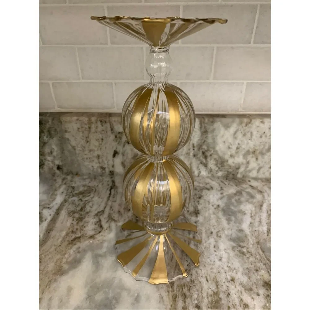 Candleholder Gold Bubble Glass Holder #festive #candle #holiday
